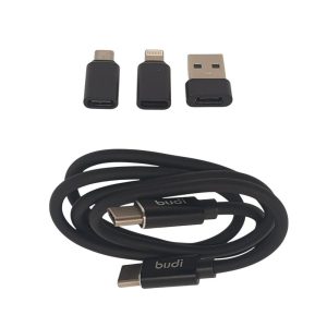 Budi USB-A 6in1 Cable For Phone Fast Charge Sync iPhone 8Pin - USB-C - Micro USB